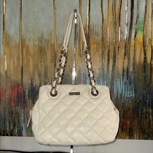 Kate Spade New York Ivory Quilted Shoulder Bag - Vegan Leather - GUC